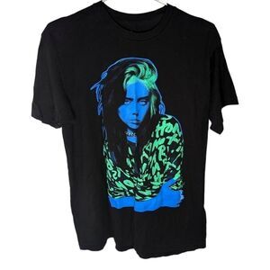 Billie Eilish Neon Portrait Press Photo Shirt Licensed Black Size XL